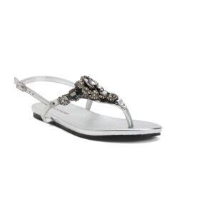BOTTERO Silver Made In Brazil Leather Flat Sandals